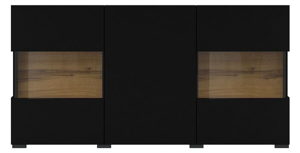 Zondo.hr Vitrina Avernic tip 25 (onyx crna + hrast wotan). Akcija -16%. 1042065