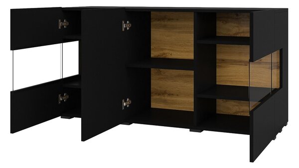 Zondo.hr Vitrina Avernic tip 25 (onyx crna + hrast wotan). Akcija -16%. 1042065