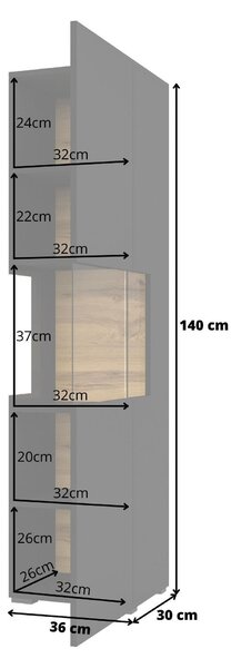 Zondo.hr Vitrina Avernic tip 05 (onyx crna + hrast wotan). Akcija -15%. 1042061