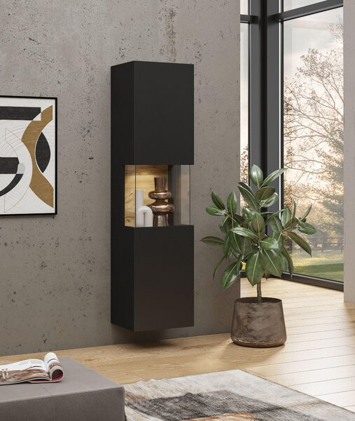 Zondo.hr Vitrina Avernic tip 05 (onyx crna + hrast wotan). Akcija -15%. 1042061