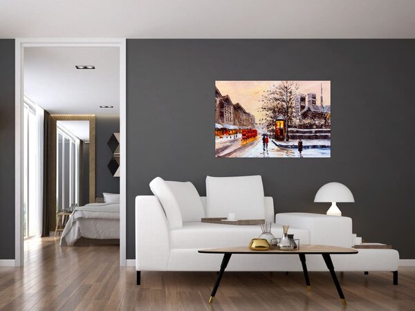 Slika -Slikani zimski grad (90x60 cm)