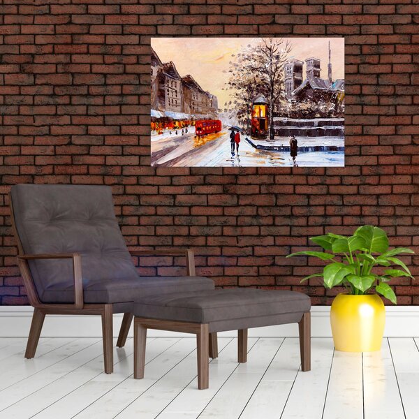 Slika -Slikani zimski grad (90x60 cm)
