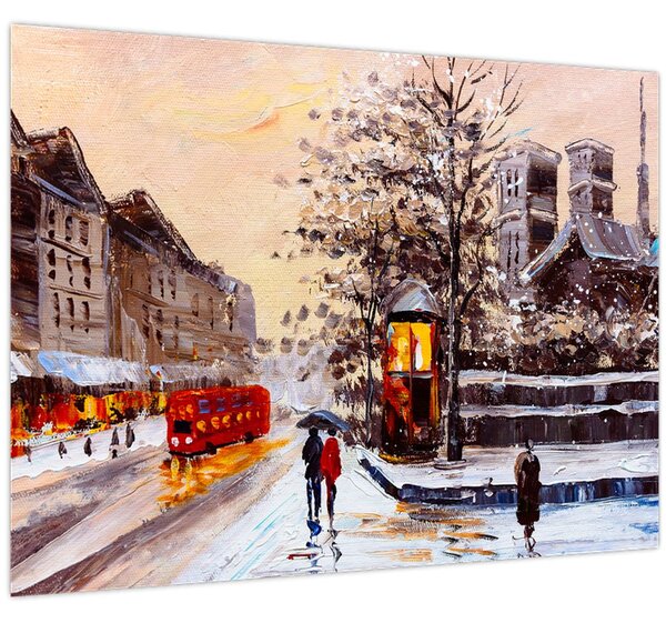 Slika -Slikani zimski grad (70x50 cm)