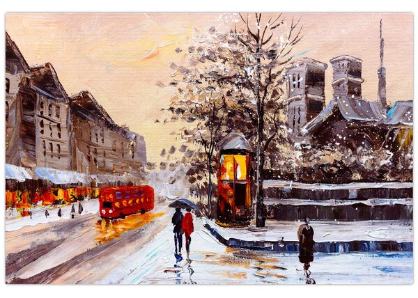 Slika -Slikani zimski grad (90x60 cm)