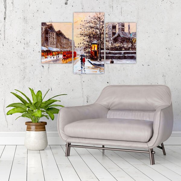 Slika -Slikani zimski grad (90x60 cm)