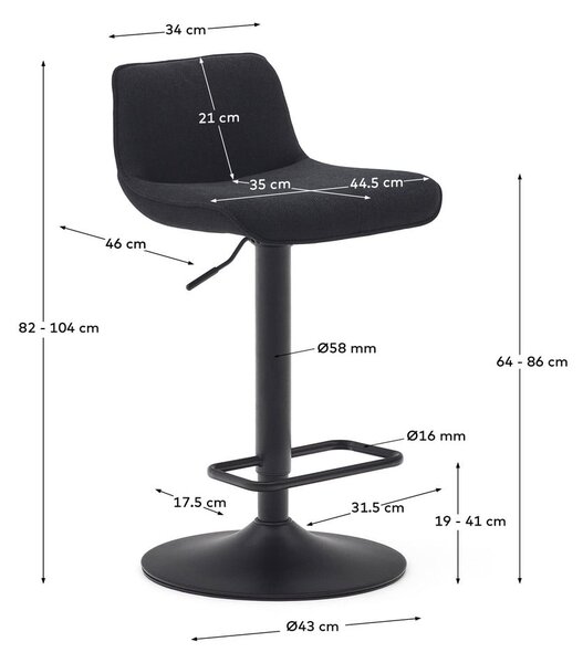 Crne barske stolice u setu 2 kom 103 cm Zenda – Kave Home