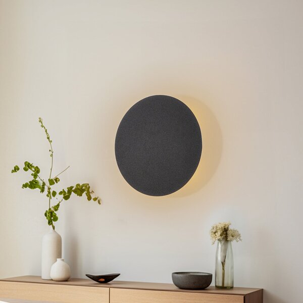 TK Lighting Lunaia Nova zidna svjetiljka, crna, Ø 30 cm, prigušiva, Crno, Dnevni boravak/blagovaonica, Metal