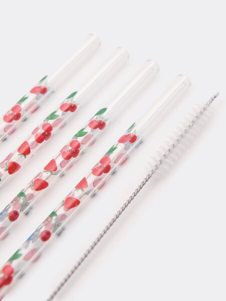 Sinsay - Staklene slamke s motivom voća 4 pack