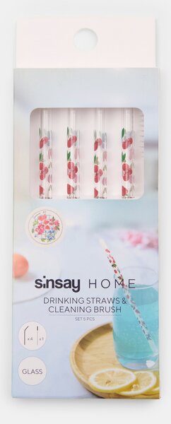 Sinsay - Staklene slamke s motivom voća 4 pack