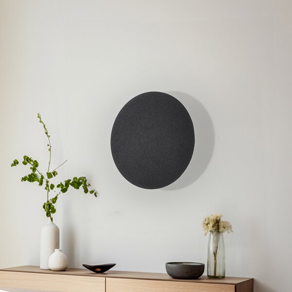 TK Lighting Lunaia Nova zidna svjetiljka, crna, Ø 30 cm, prigušiva, Crno, Dnevni boravak/blagovaonica, Metal