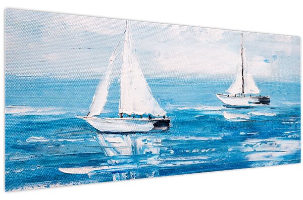 Slika - Slikane jahte na moru (120x50 cm)