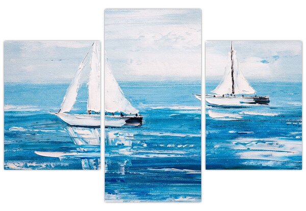 Slika - Slikane jahte na moru (90x60 cm)