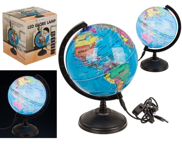 Ukrasna rotirajuća LED stolna svjetiljka globus 15cm USB