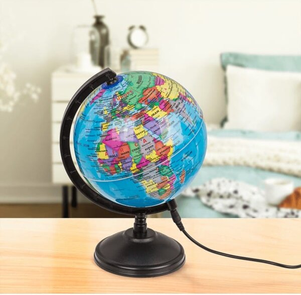 Ukrasna rotirajuća LED stolna svjetiljka globus 15cm USB