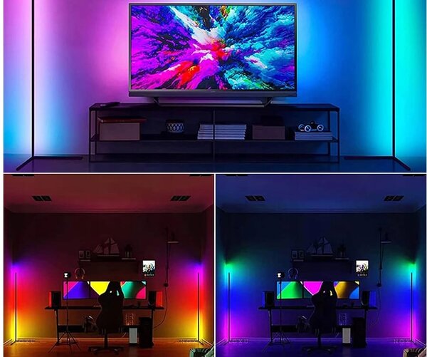 LED RGB kut podne svjetiljke 100cm App + Rainbow 3D daljinski upravljač