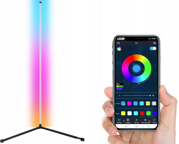 LED RGB kut podne svjetiljke 100cm App + Rainbow 3D daljinski upravljač