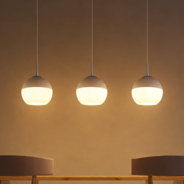 Globo Luster Ragusa, duljina 90 cm, pijesak/krom, metal, 3 svjetla, prigušiva, Bijela, Dnevni boravak/blagovaonica, Metal
