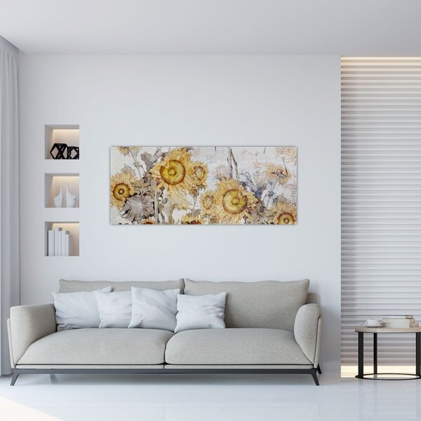 Slika - Suncokret u zidu (120x50 cm)