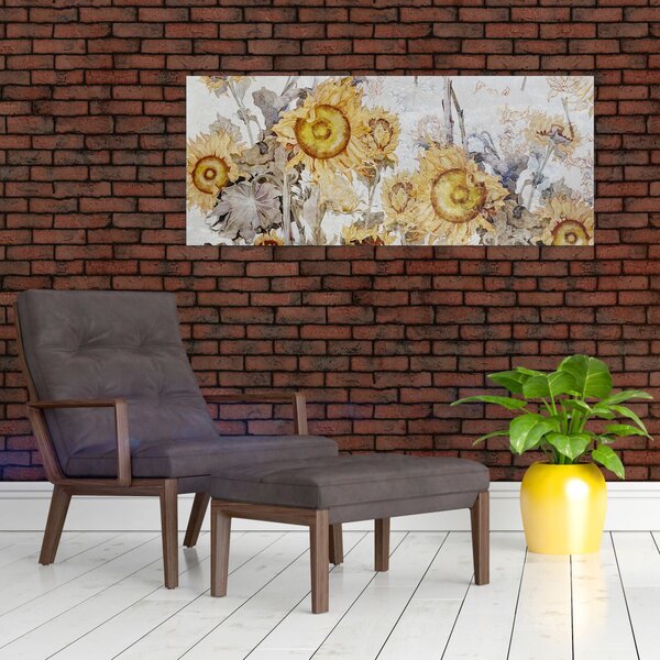 Slika - Suncokret u zidu (120x50 cm)
