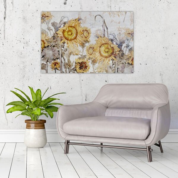 Slika - Suncokret u zidu (90x60 cm)