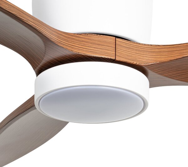 Faipari LED stropni ventilator, DC, 132 cm, bijela / tamno drvo - Lucande Lucande, Faipari, Bijela, Dnevna soba, Drvo, Moderan