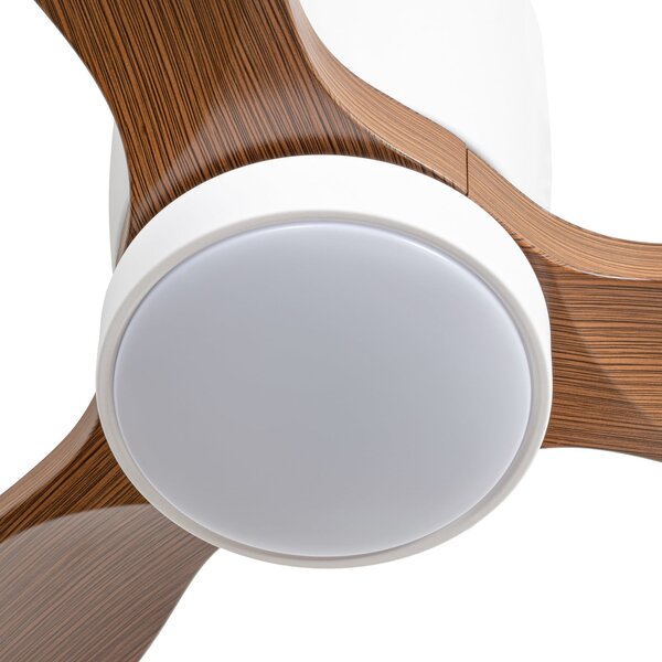 Faipari LED stropni ventilator, DC, 132 cm, bijela / tamno drvo - Lucande Lucande, Faipari, Bijela, Dnevna soba, Drvo, Moderan
