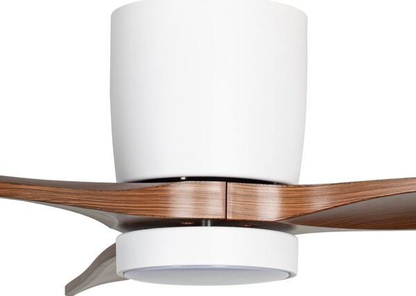 Faipari LED stropni ventilator, DC, 132 cm, bijela / tamno drvo - Lucande Lucande, Faipari, Bijela, Dnevna soba, Drvo, Moderan