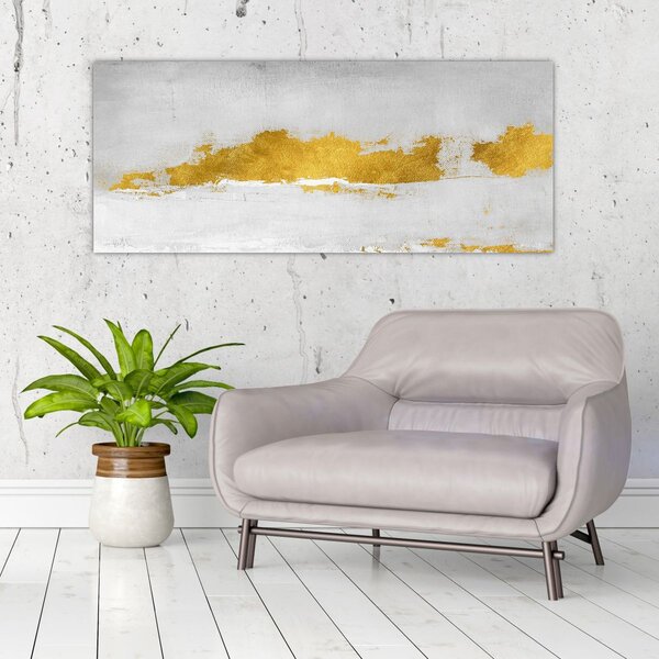 Slika - Zlatni i sivi potezi (120x50 cm)