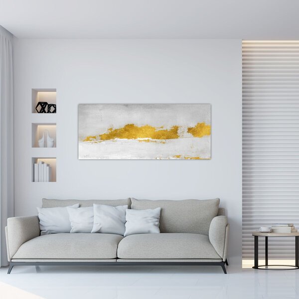 Slika - Zlatni i sivi potezi (120x50 cm)