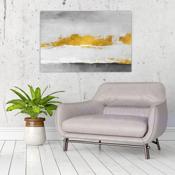 Slika - Zlatni i sivi potezi (90x60 cm)