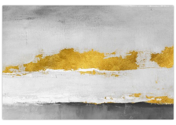 Slika - Zlatni i sivi potezi (90x60 cm)