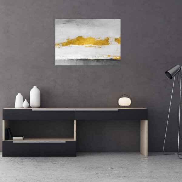 Slika - Zlatni i sivi potezi (70x50 cm)