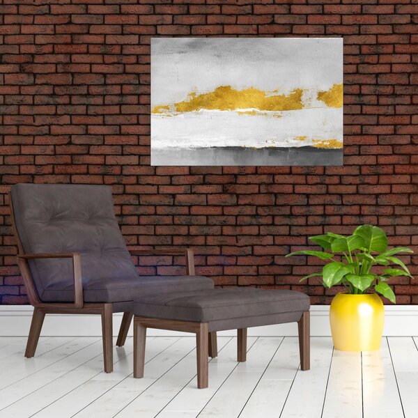 Slika - Zlatni i sivi potezi (90x60 cm)