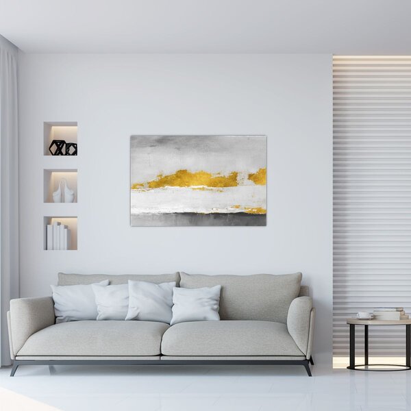 Slika - Zlatni i sivi potezi (90x60 cm)
