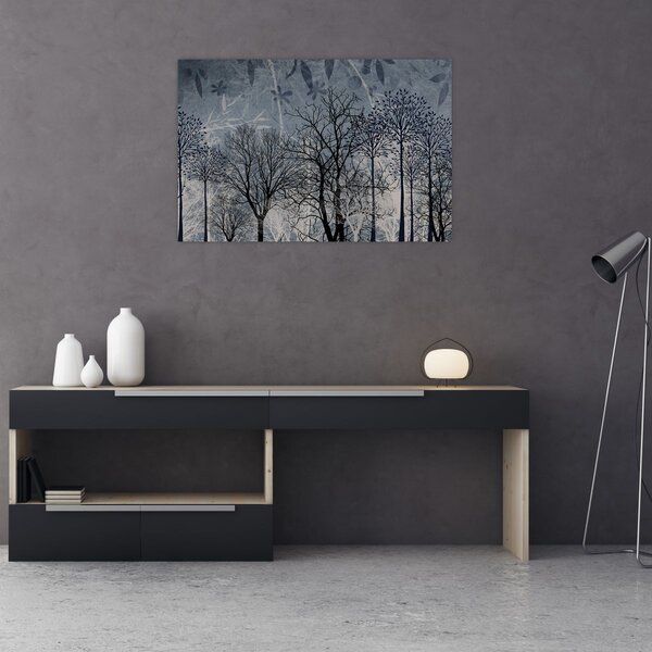 Slika - Siluete stabala s lišćem (90x60 cm)