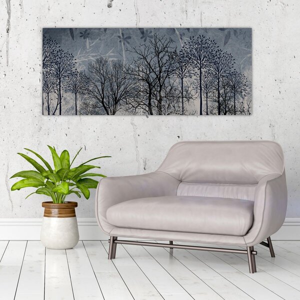 Slika - Siluete stabala s lišćem (120x50 cm)