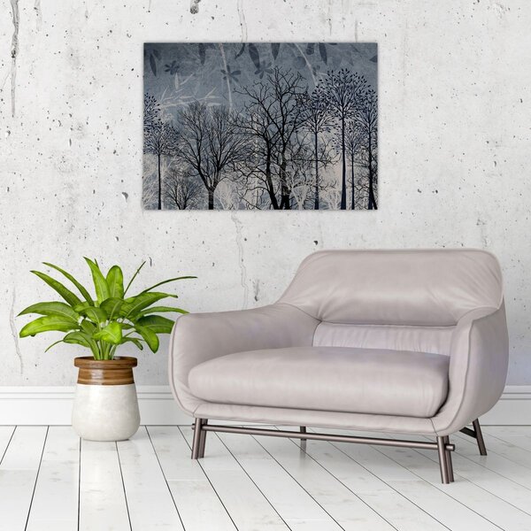 Slika - Siluete stabala s lišćem (70x50 cm)