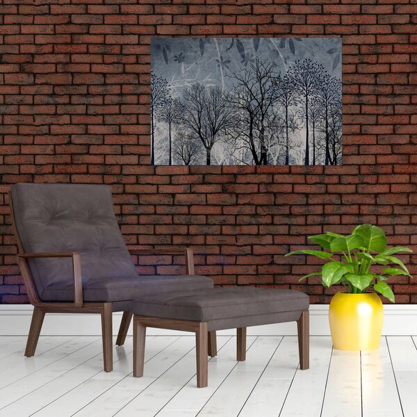 Slika - Siluete stabala s lišćem (90x60 cm)
