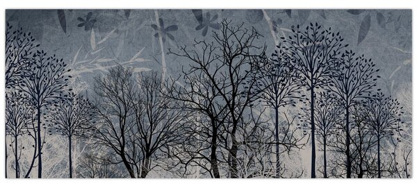Slika - Siluete stabala s lišćem (120x50 cm)