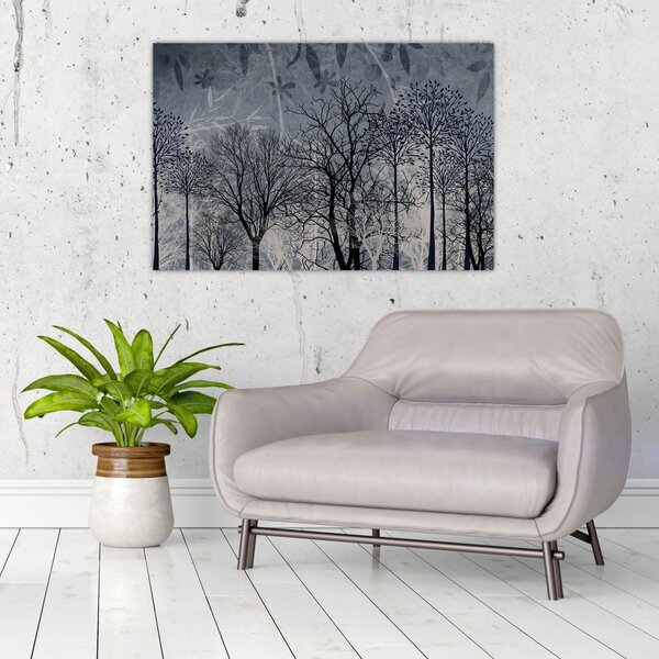 Slika - Siluete stabala s lišćem (90x60 cm)