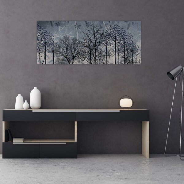 Slika - Siluete stabala s lišćem (120x50 cm)