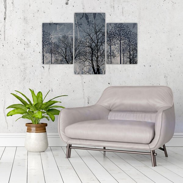 Slika - Siluete stabala s lišćem (90x60 cm)