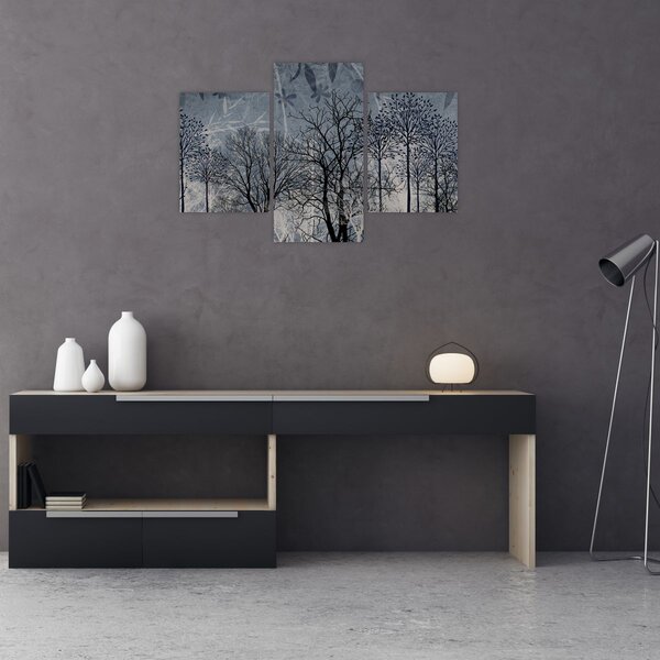 Slika - Siluete stabala s lišćem (90x60 cm)