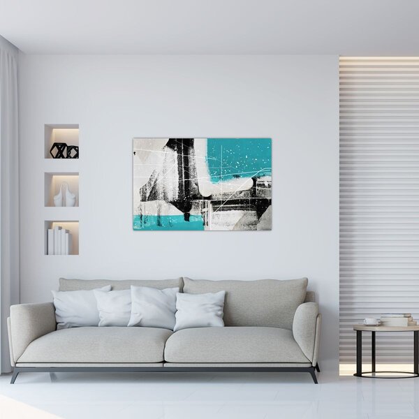 Slika - Tirkizna apstrakcija (90x60 cm)