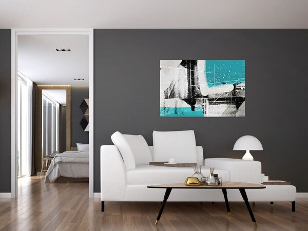 Slika - Tirkizna apstrakcija (90x60 cm)