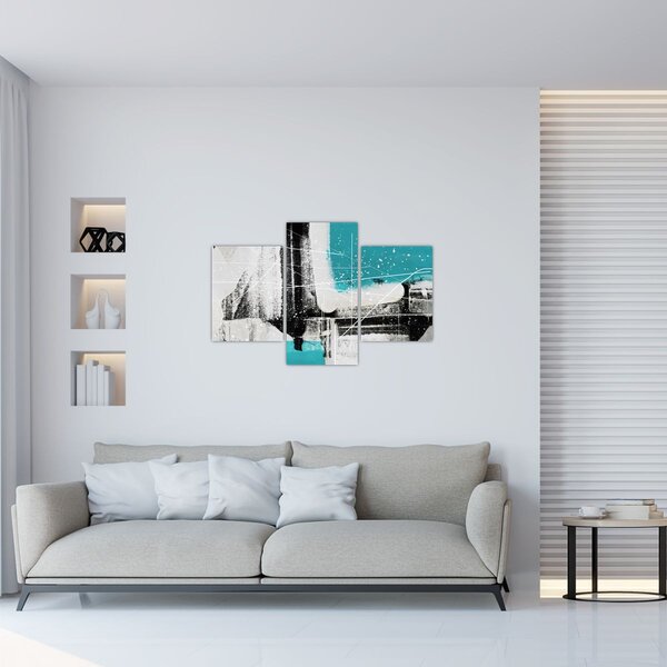 Slika - Tirkizna apstrakcija (90x60 cm)