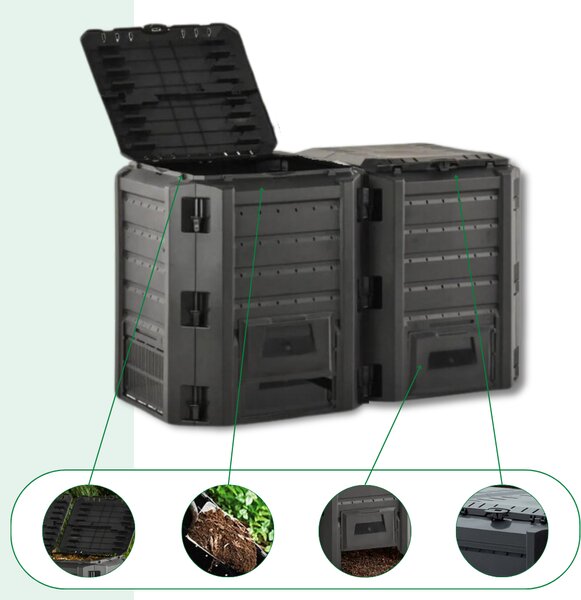 Vrtni komposter COMPOGREEN, 800 l, crna Prosperplast
