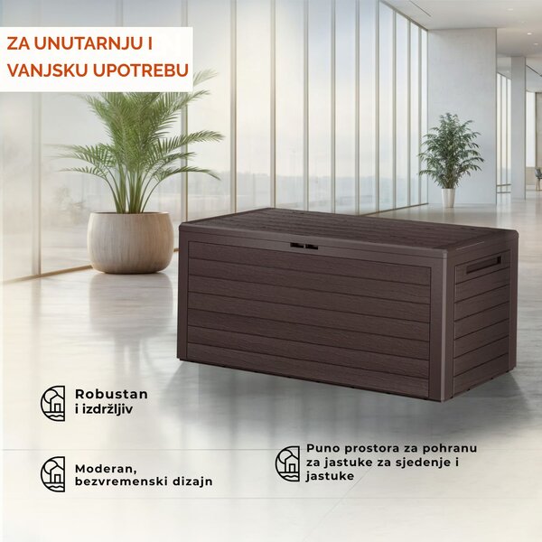 Kutija za pohranu WOODEBOX, 280 l, 120x46x57 cm, tamnosmeđa Prosperplast