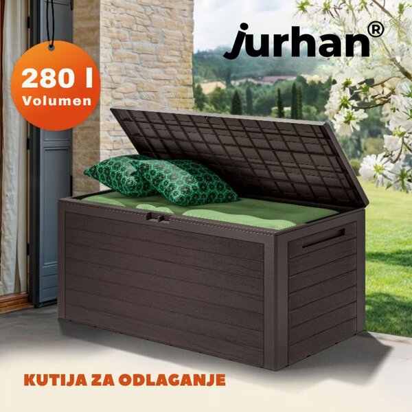 Kutija za pohranu WOODEBOX, 280 l, 120x46x57 cm, tamnosmeđa Prosperplast