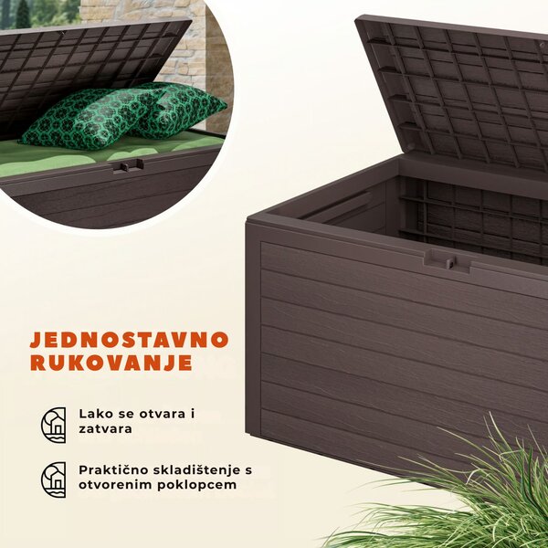 Kutija za pohranu WOODEBOX, 280 l, 120x46x57 cm, tamnosmeđa Prosperplast